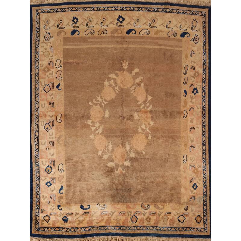 Brown Gabbeh Oriental Area Rug Handmade Wool Carpet - 7'5"x 9'2"