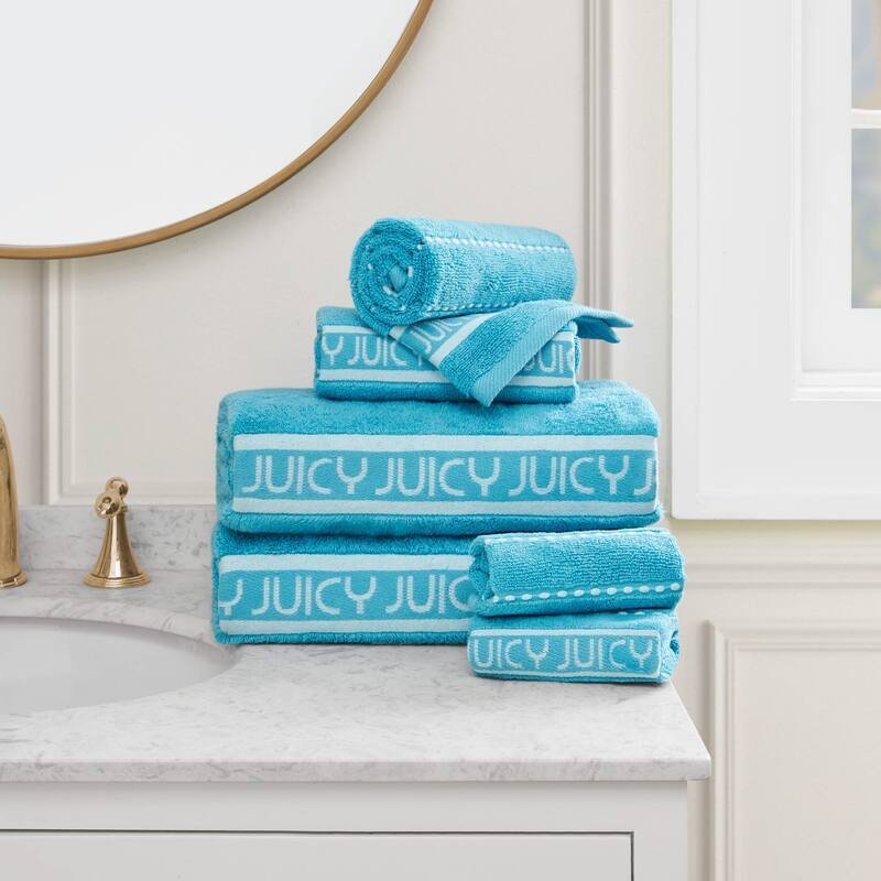 Juicy Couture 6-Piece Towel Set 2 Bath Towels 2 Hand Towels 2 Washcloths - 28"x54"/16"x26"/12"x12"