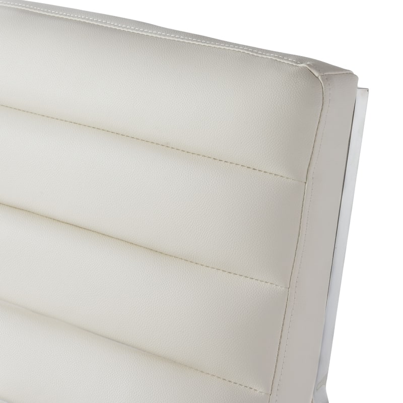 White Modern 27" Accent Chair with Curved Back and Chrome-Finished Stainless Steel Legs