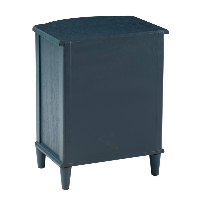 COZAYH Elegant 3-Drawer Nightstand with Gold Leaf Handles, Vintage Curved Front Design, Distressed Finish