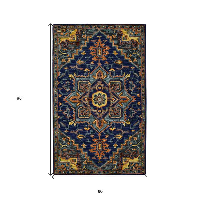 HomeRoots Medallion Bohemian Rectangle Area Rug