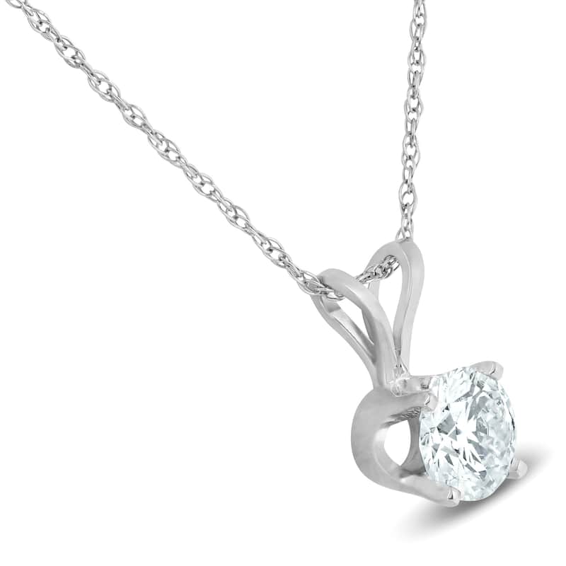 Bliss Diamond 2 Cttw Diamond Solitaire Necklace & Studs Earrings Set White Gold
