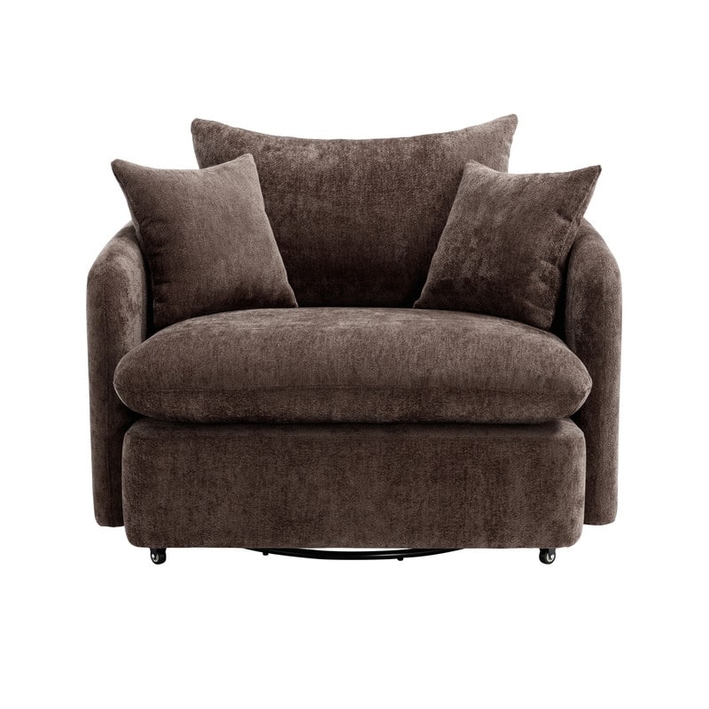 46" Chenille Upholstered Sofa Swivel Chair