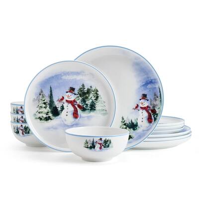 Mikasa Snowman Forest 12PC DW Set, Service for 4