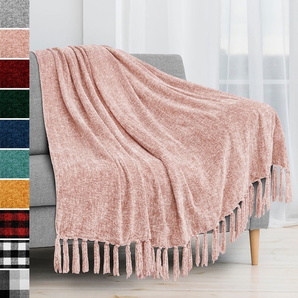 Blush pink 2025 knitted throw blanket