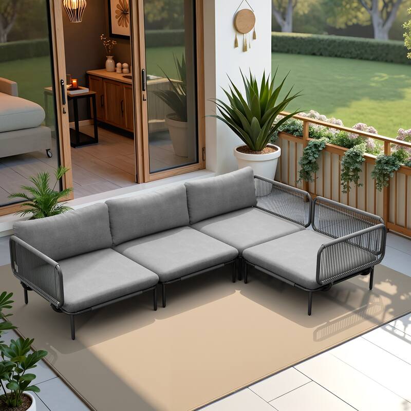 Outdoor Sectional Sofa Set with Cushions Patio Furniture DIY Free Combination