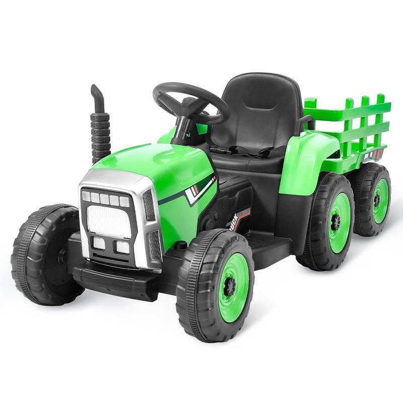 12V Kids Ride On Tractor with Trailer Remote Control Electric Vehicle - 53.9 x 19.7 x 20.7 in