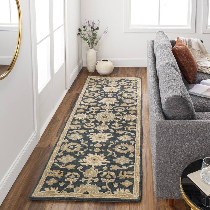 Livabliss Caesar Traditional Area Rug - 2' 6" x 8' - Navy - Runner