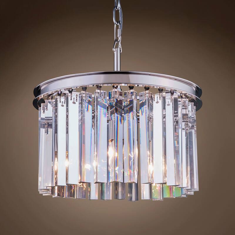 Clear Crystal Prism 3 Light 16" Polished Nickel Chandelier - 10.50