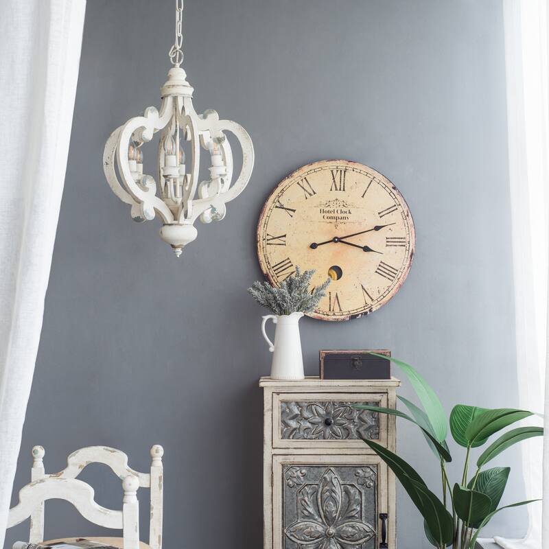 6-Light Wood Chandelier, Dining Room Light Fixture, Rustic Ceiling Lighting for Dining Room Kitchen Island Bedroom