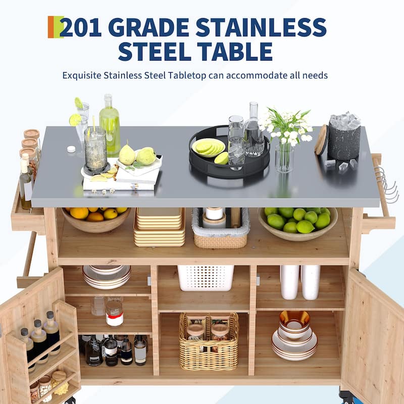 Outdoor Prep Table Grill Cart with Storage Cabinet for Patio BBQ