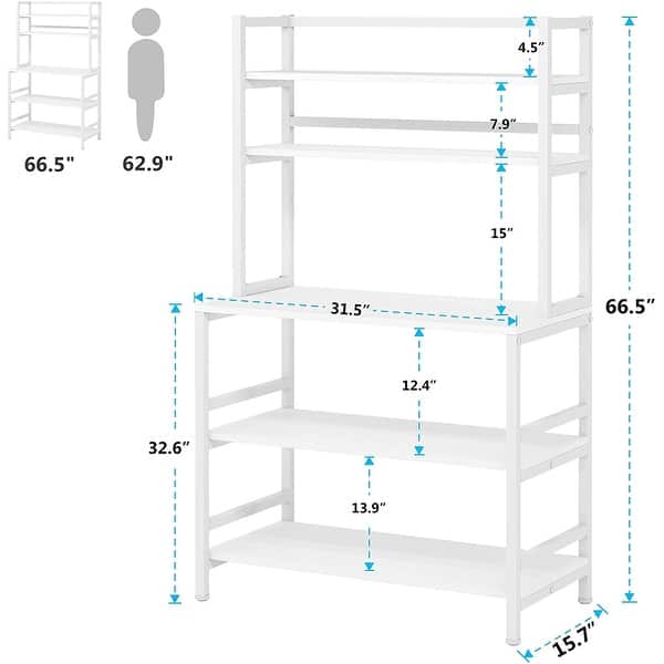 5 Tier Bakers Rack with Storage, Kitchen Stand Micorwave Over Cart On