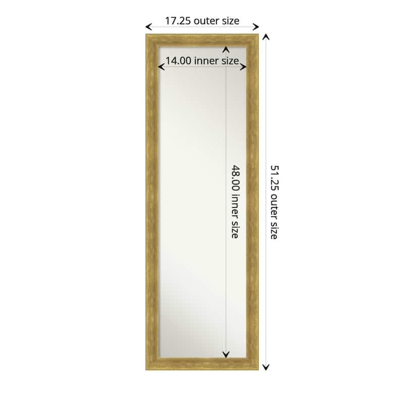 Angled Non-Beveled Wood Framed Full-Length On the Door Mirror - Glass Size 14x48