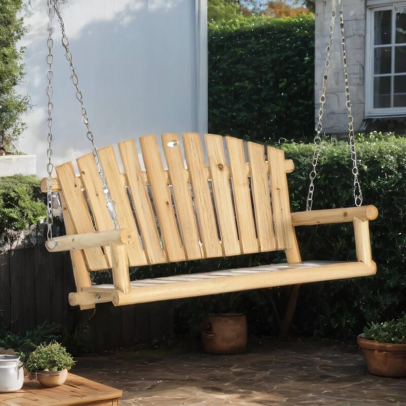 2 Seater Patio Hanging Outdoor Swing Bench with Metal Chains