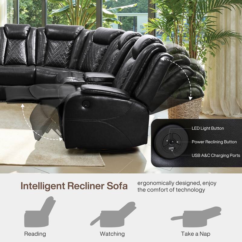 Off-White Breathing Leather 3-Piece Living Room Recliner Sofa set