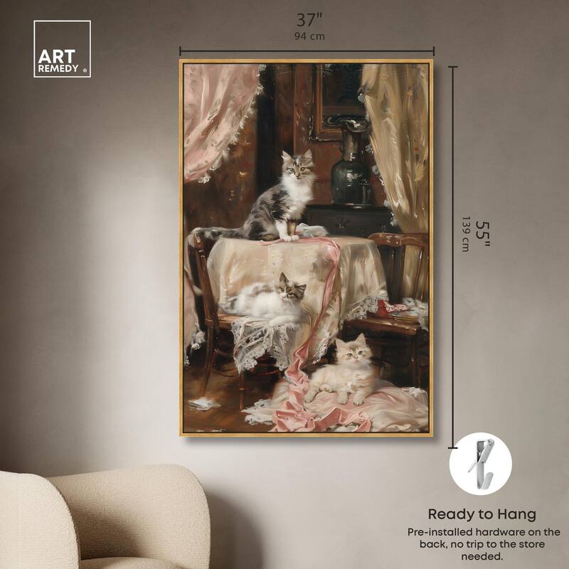 Kittens at the Table Canvas by Art Remedy