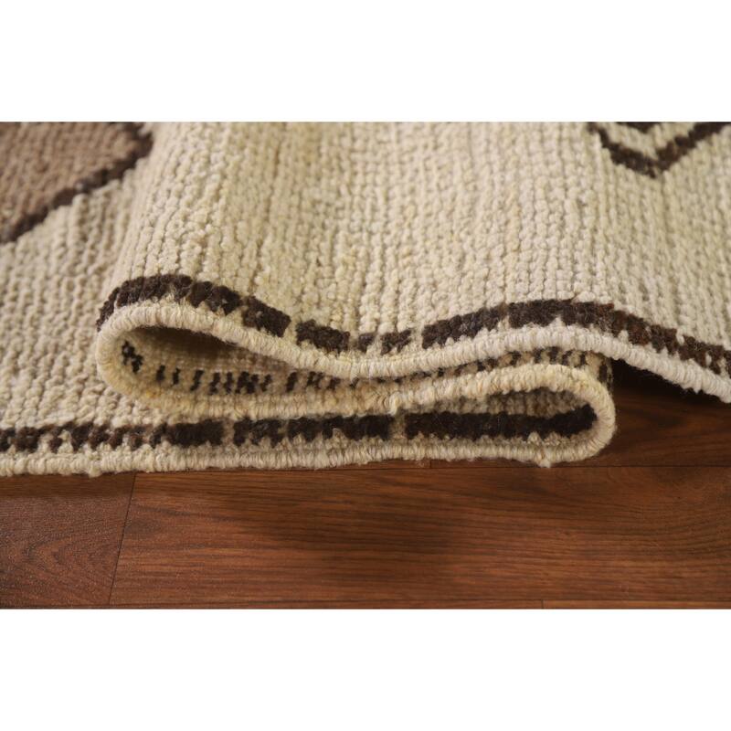 Geometric Anatolian Natural Dye Runner Rug Hand-knotted Wool Carpet - 3'0"x 11'0"