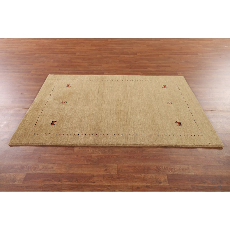Tribal Gabbeh Area Rug Handmade Oriental Wool Carpet - 3'11"x 5'10"