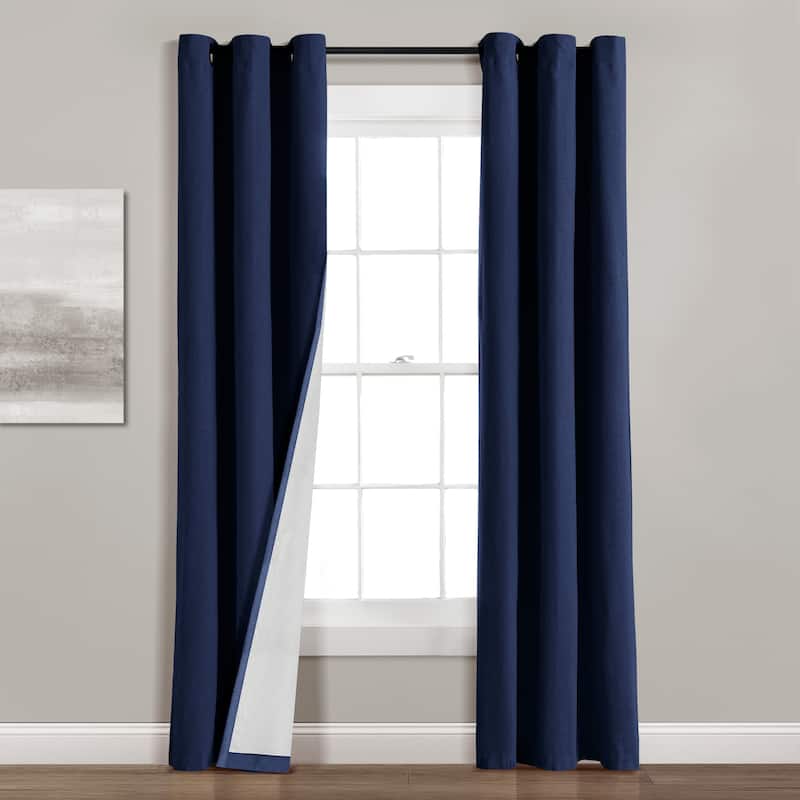Lush Decor Insulated Grommet Blackout Linen Window Curtain Panel Single