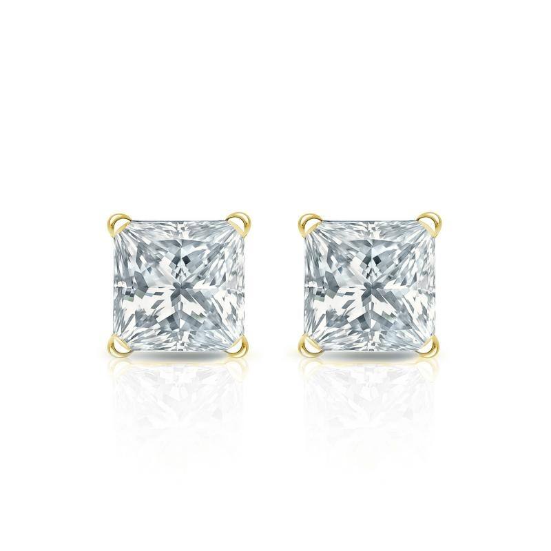 Auriya 14-karat Gold Lab Grown 0.62 carat TDW Princess Diamond Stud Earrings 4-Prong Martini Push-back