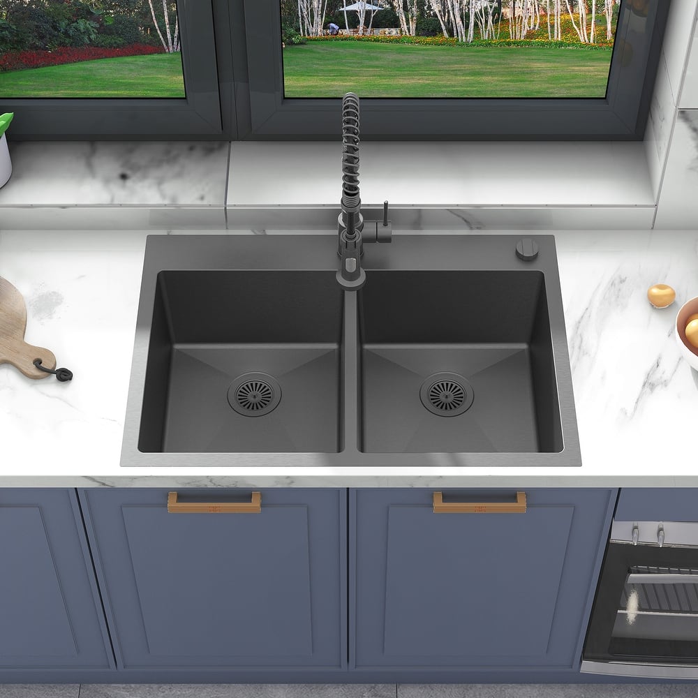 Sinber Drop in Double Bowl 304 Stainless Steel Kitchen Sink