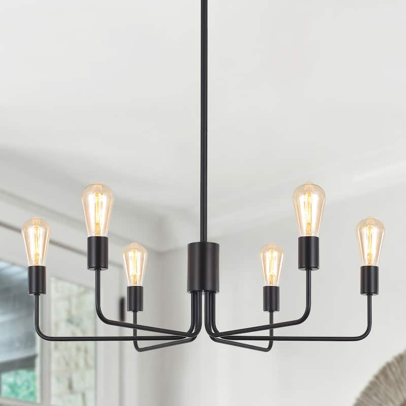 6-Light 30.15"W Kitchen Island Modern Chandeliers for Living Room - Black