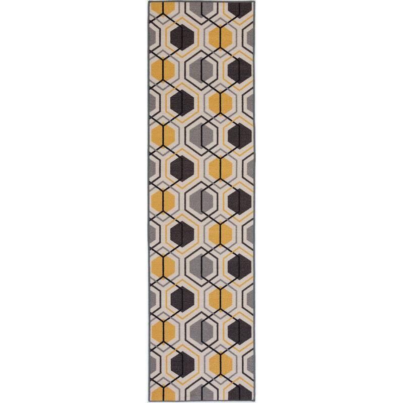 World Rug Gallery Contemporary Geometric Stripe Non-Slip Area Rug