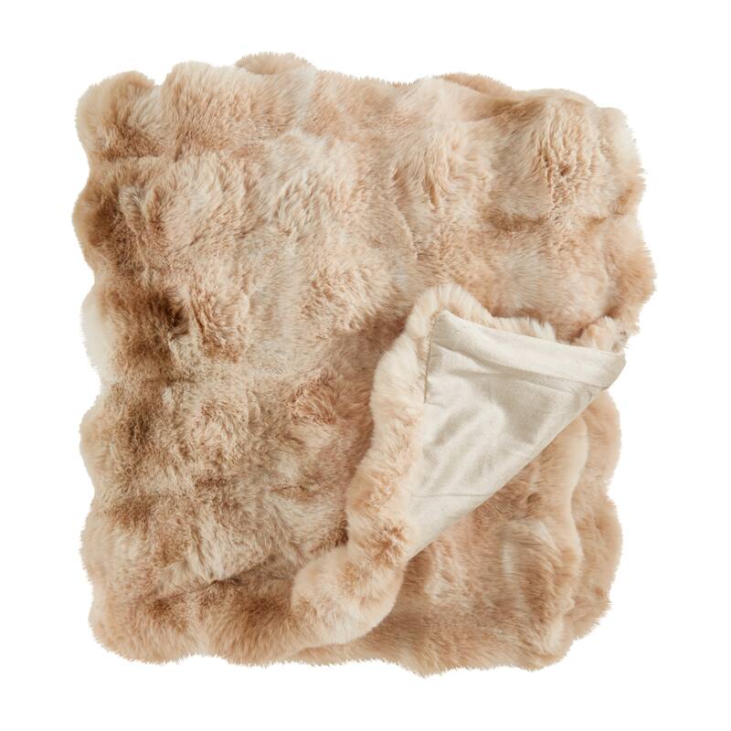 Plush Faux Fur Throw Blanket - Soft Lined Decorative Throw for Couch, Sofa, & Bed, 50"x60"