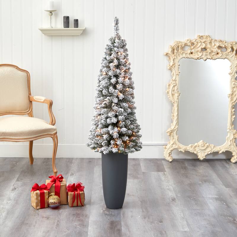 56" Artificial Christmas Tree with 100 Lights in Gray Planter