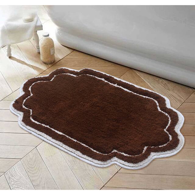 Home Weavers Allure Collection Absorbent Cotton, Machine Washable and Dry Bath Rugs - 24"x40" - Brown