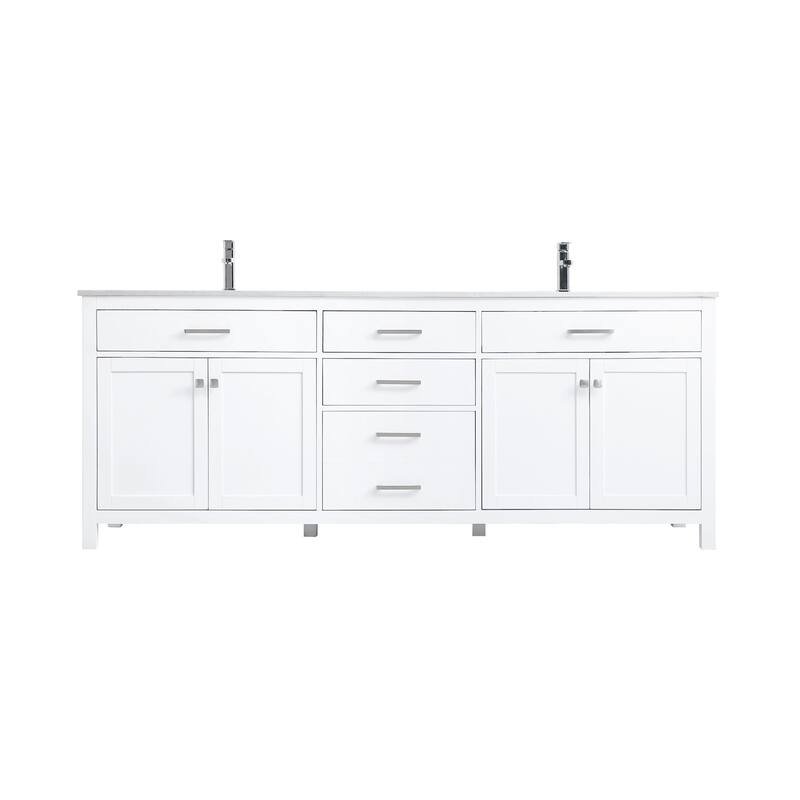 Elegant Lighting VF23384D Lewis 84" Free Standing Double Basin Vanity - White