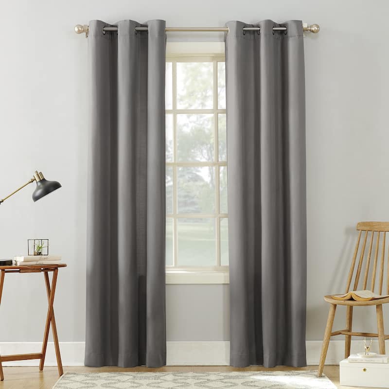No. 918 Sora Casual Textured Grommet Curtain Panel, Single Panel - 40 x 84 - Grey