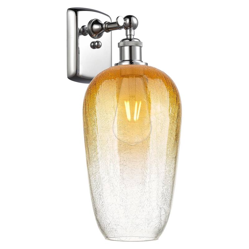 Innovations Lighting 516-1W-16-7 Brookhaven Flute Sconce Brookhaven - Polished Chrome / Amber