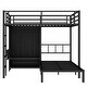 preview thumbnail 6 of 10, Full XL Over Twin Metal Bunk Bed with Folding Desk Closet LED Space-Saving Black