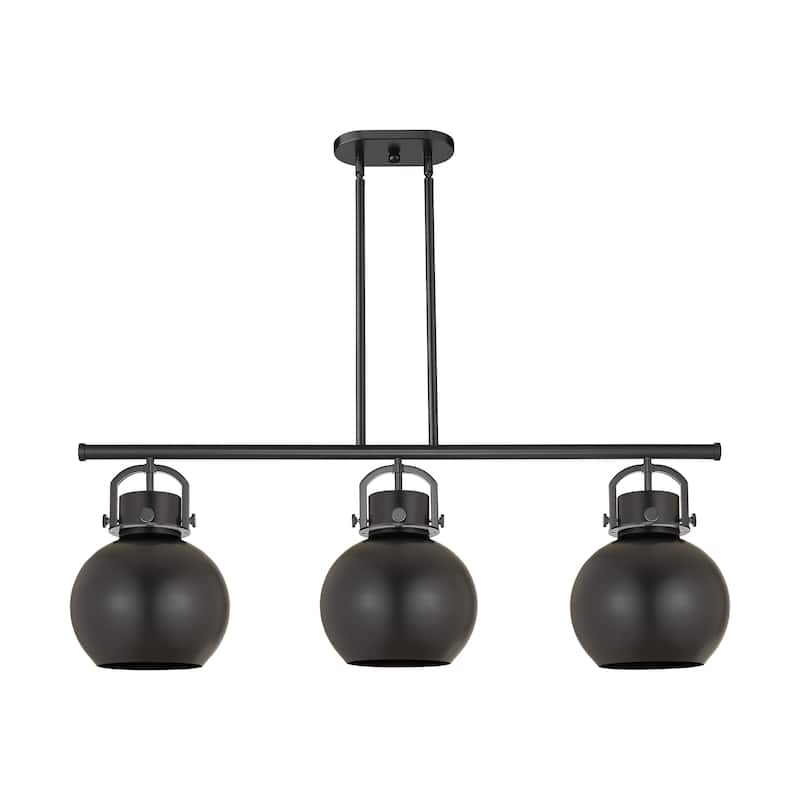 Innovations Lighting Newton Metal Sphere - 3 Light 10" Stem Hung Island Light - Matte Black