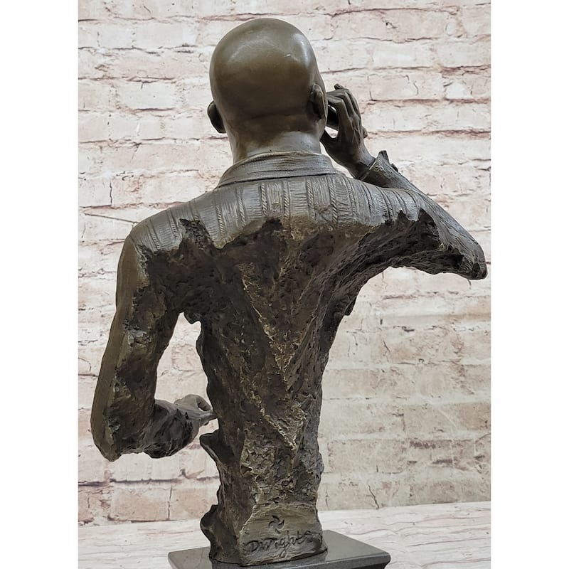 African American Black Singer Bronze Metal Bust Statue Sculpture On Marble Base