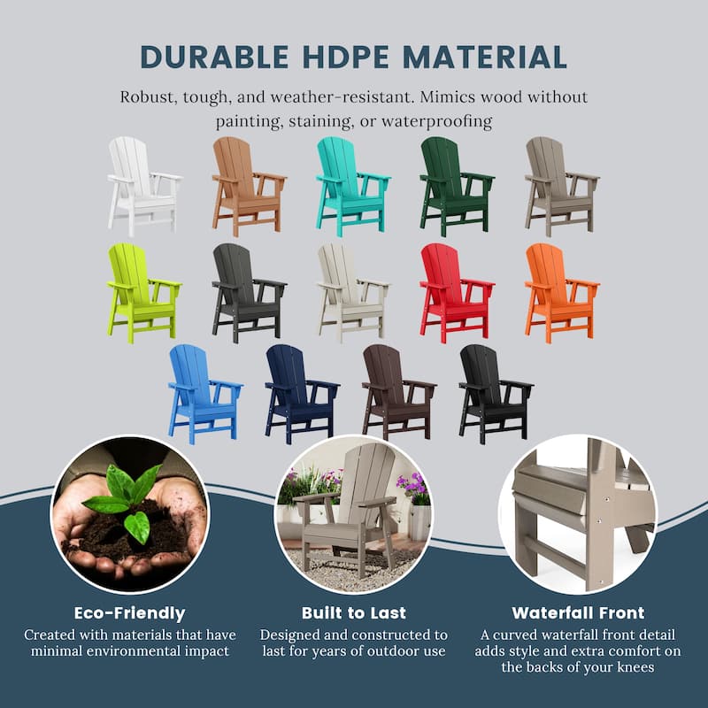 Laguna Hdpe All Weather Outdoor Patio Adirondack Dining Chair With Arms