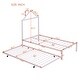 preview thumbnail 11 of 16, Pink Twin Size Metal Platform Bed with trundle, House-Shaped Headboard Design for Kids, Boys and Girls