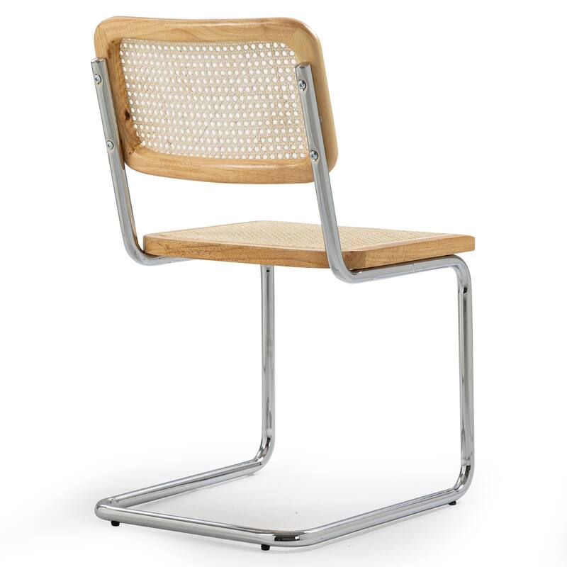 Set of 2 Barnaby Natural Wooden Dining Chair with Chrome Legs