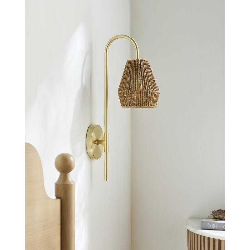 Livabliss Bezas Rustic Wall Sconce - 7"L x 5"W x 20"H - Gold