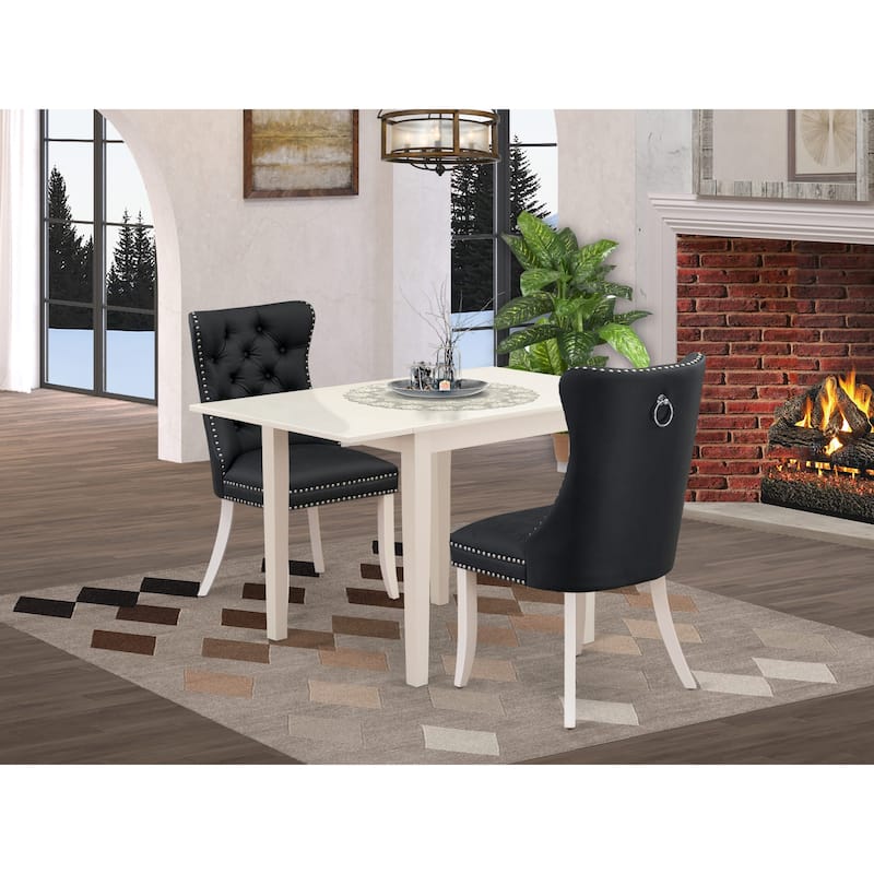 East West Furniture Dining Set Consists of a Rectangle Kitchen Table and Upholstered Chairs, Linen White (Pieces Options) - NDDA3-LWH-12