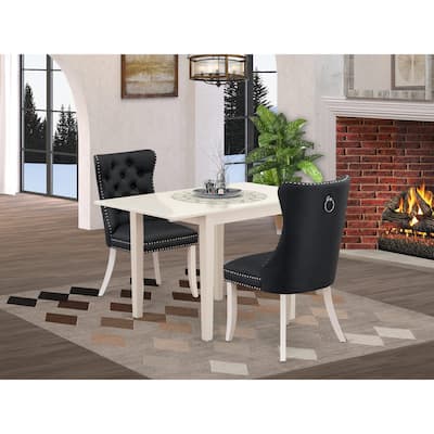 East West Furniture Dining Set Consists of a Rectangle Kitchen Table and Upholstered Chairs, Linen White (Pieces Options)