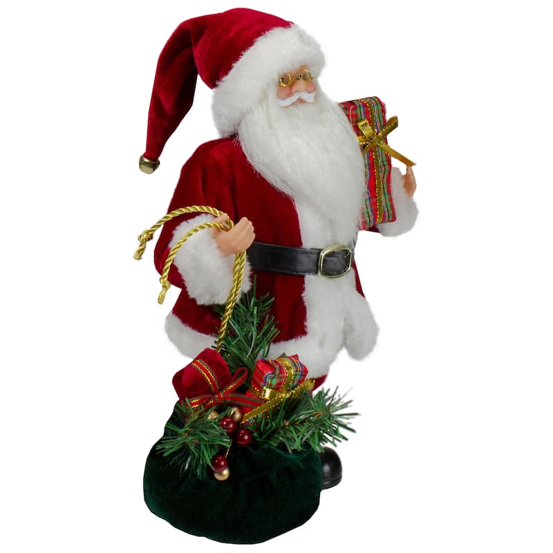 12" Santa Claus Holding Gift Bag and Presents Christmas Figure