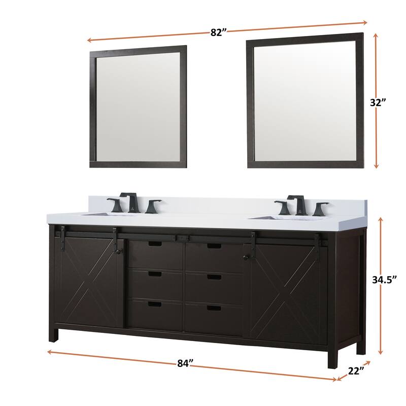 Marsyas Bath Vanity, Cultured Marble Countertop, Faucet Set and Mirrors