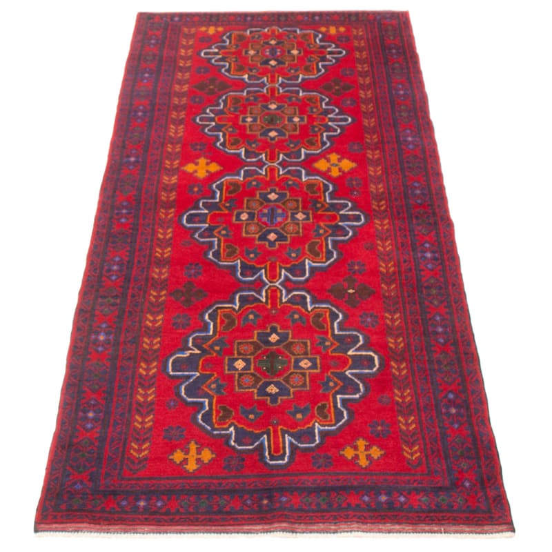 ECARPETGALLERY Hand-knotted Teimani Red Wool Rug - 3'9 x 9'0
