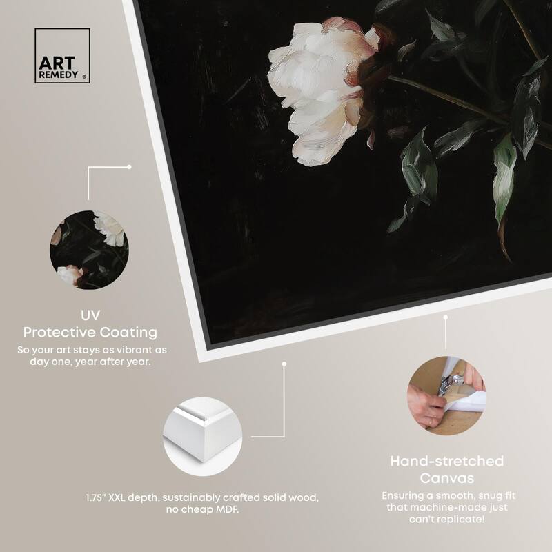 White Peony Nocturne Canvas by Art Remedy