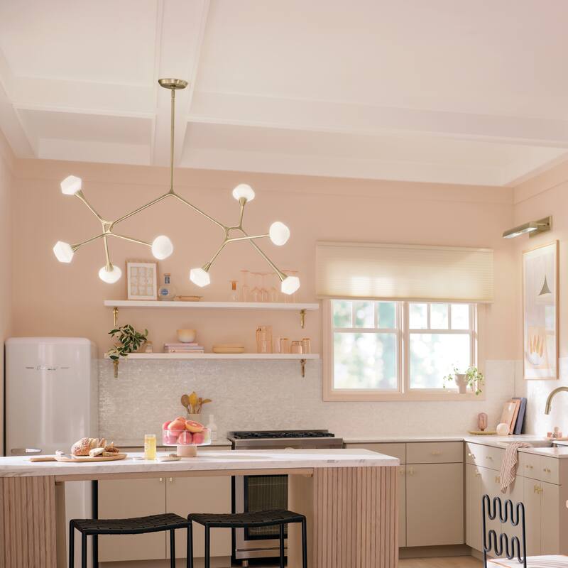 Cassius 61.25 Inch 8 Light Convertible Chandelier with Opal Glass in Champagne Bronze