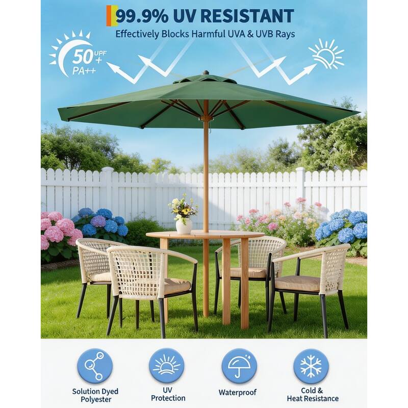 10ft Outdoor Patio Umbrella, with Crank Lift & Push Button Tilt, UV Protection Waterproof
