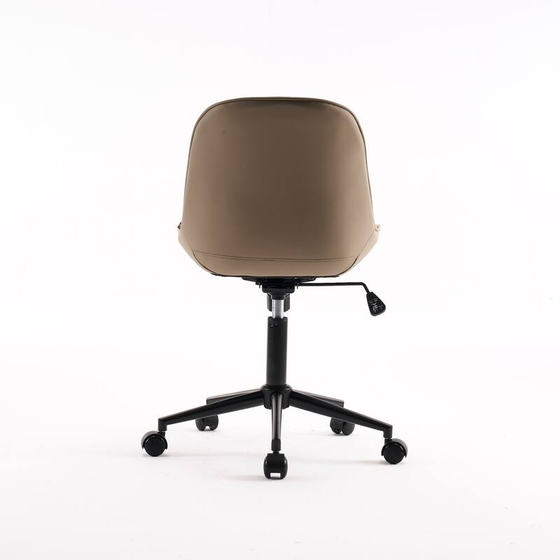 Armless Swivel Office Chair, Faux Leather Task Chairs with Wheels