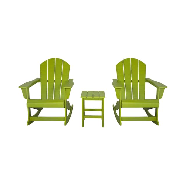 Laguna 3-Piece Adirondack Rocking Chairs and Side Table Set - Lime